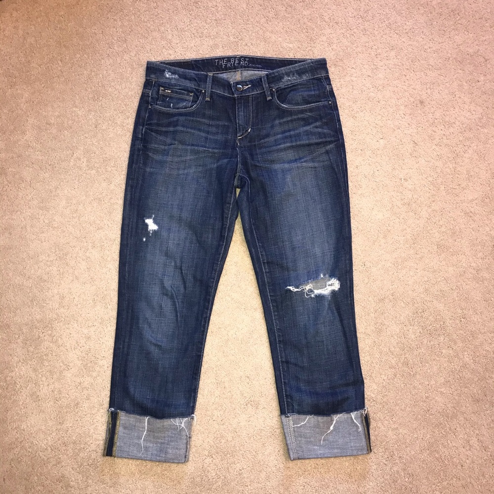 Joes Jeans The Best Friend Distressed Denim Blue Jean High Cuffs Waist 26 Size 2